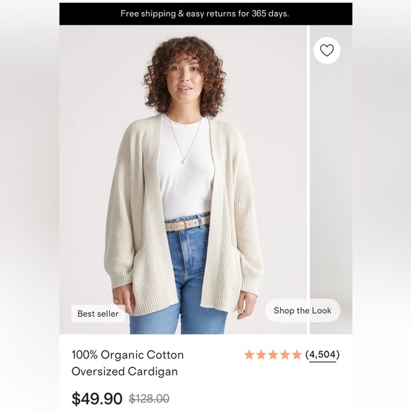 Quince Brown Cotton Oversized Cardigan - Picture 9 of 13